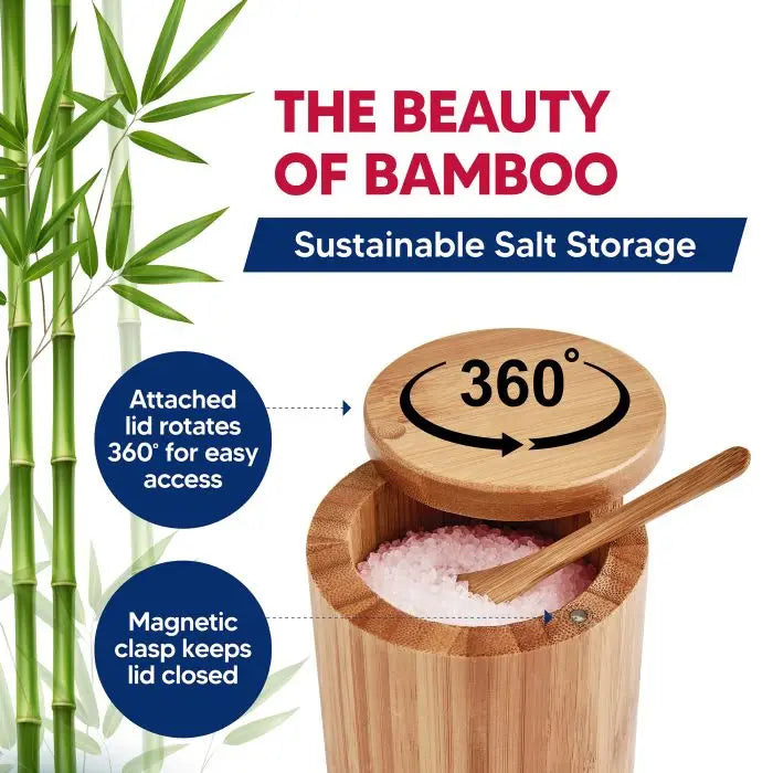 Salt Cellar & Spoon Bamboo Swivel 7oz HIC 97134