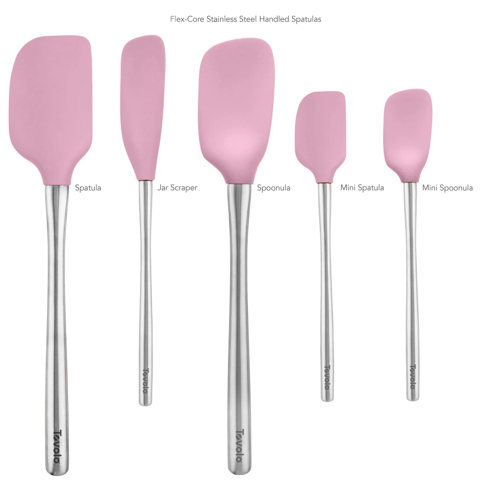 Spatula Set 5pc Flex-Core silicone ss Pink TOVO 1000677