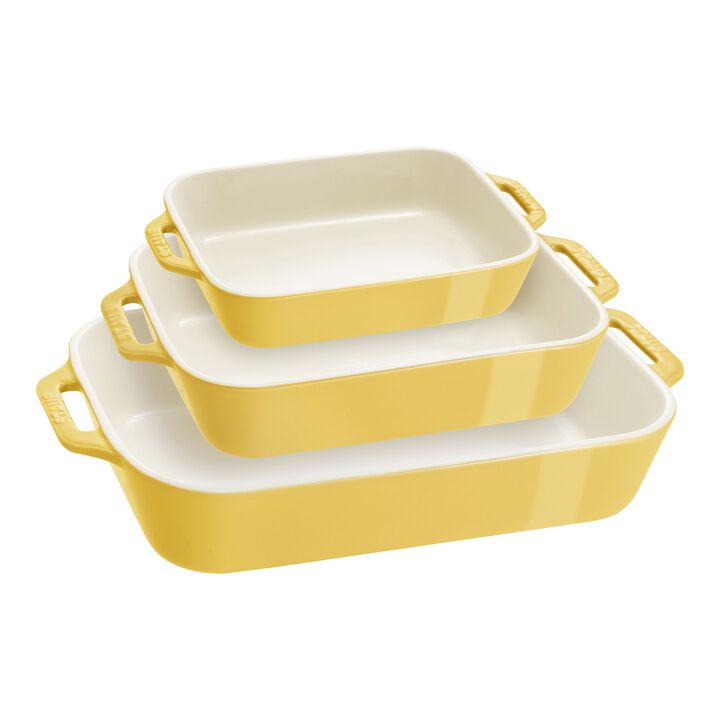 Baking Dish Set Stoneware 3pc Rec Citron STAUB 1009590