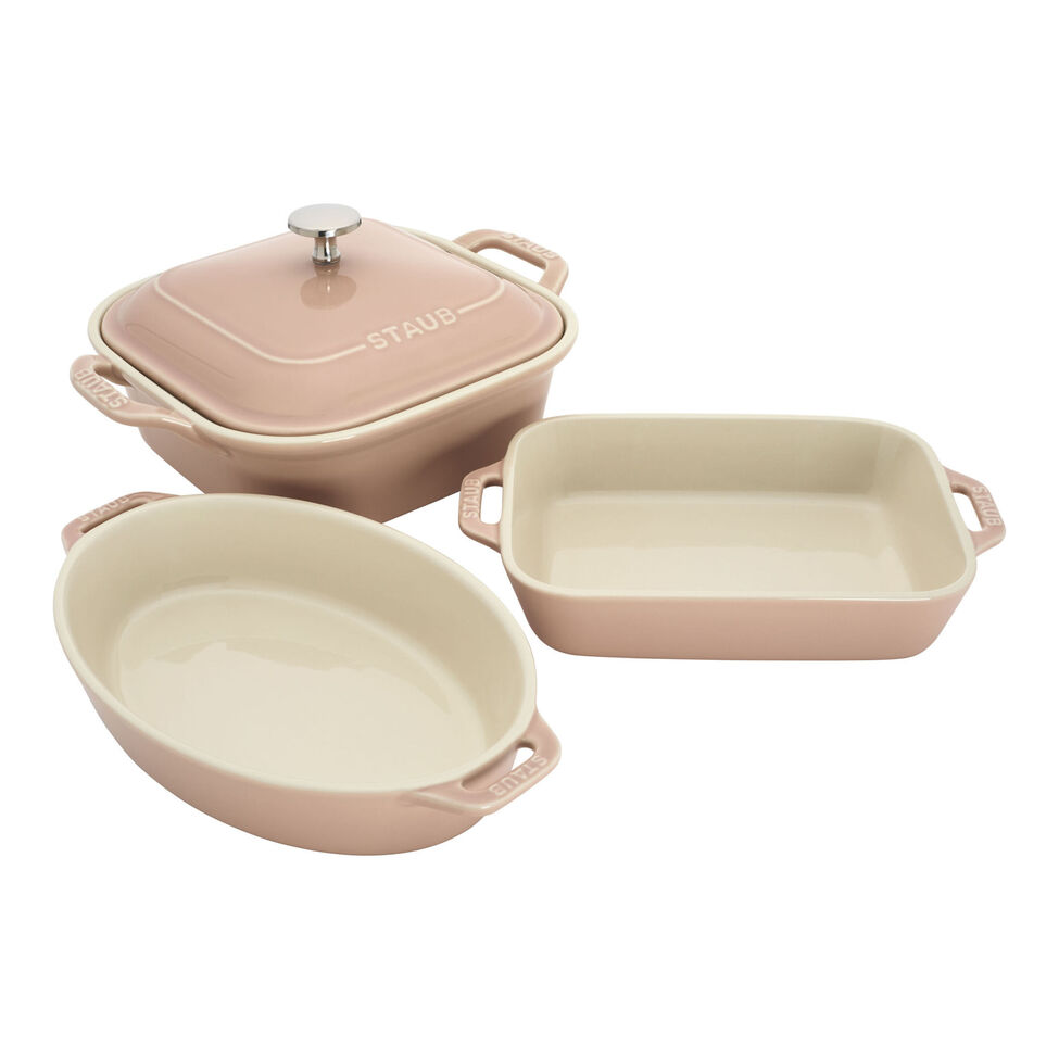 Baking Dish Set Mixed Stoneware 4pc Lt Pink STAUB  1031192