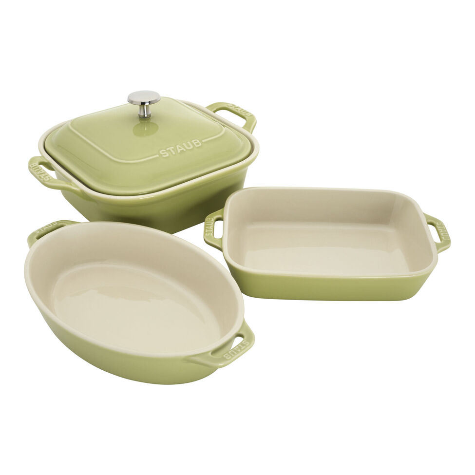 Baking Dish Set Mixed Stoneware 4pc Lt Green STAUB 1031194