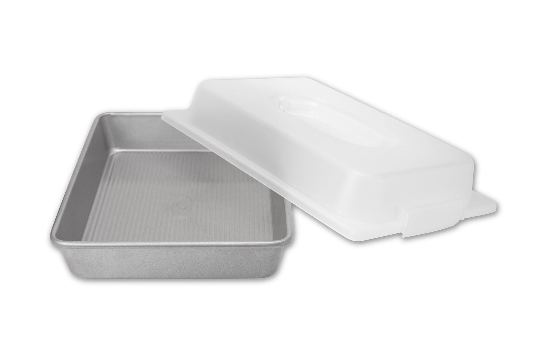 Cake Pan rect smless & lid 9x13 alum USA 1117RCLD-ST