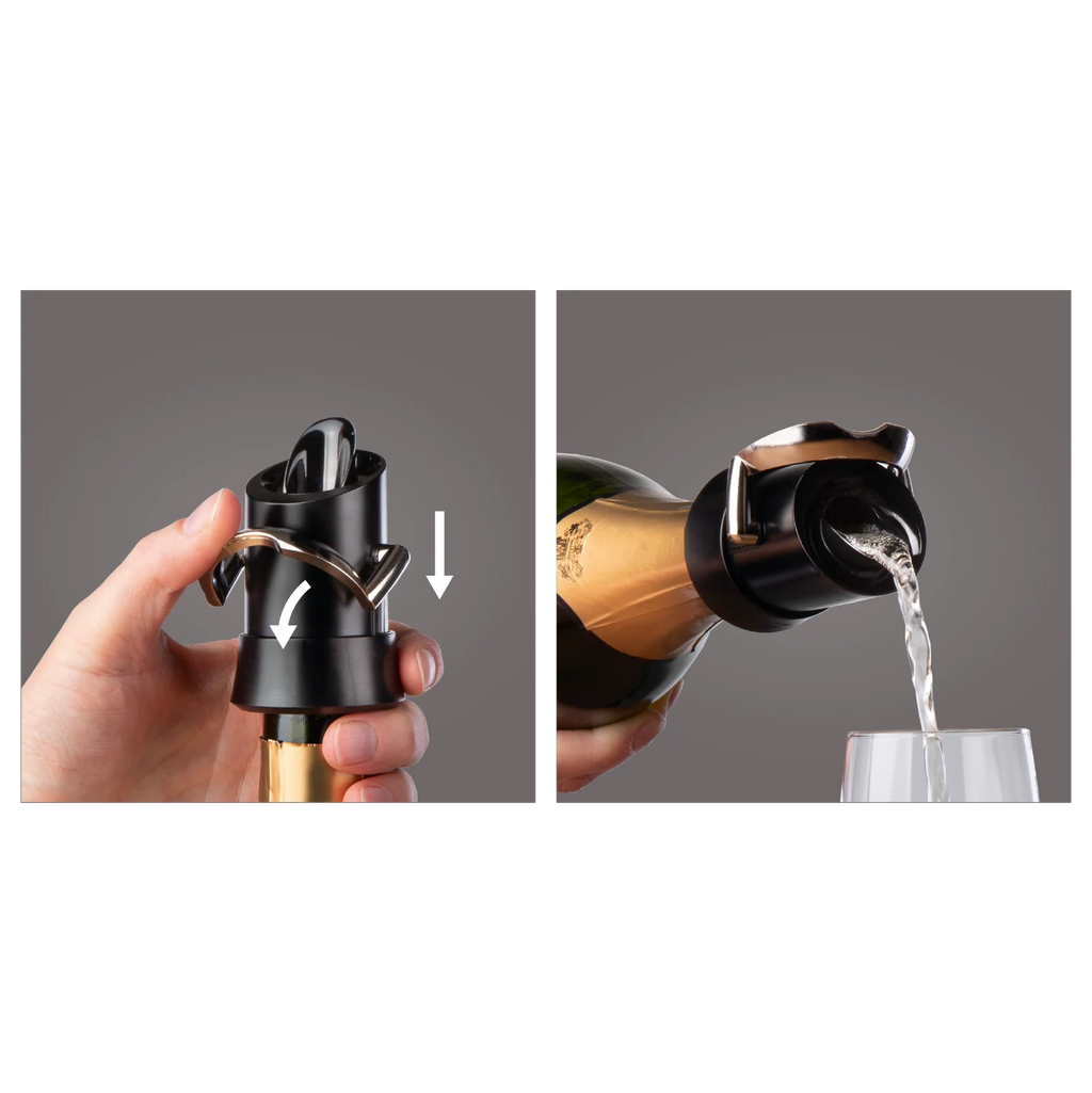 Champagne Saver Pourer Black VACU 18804606