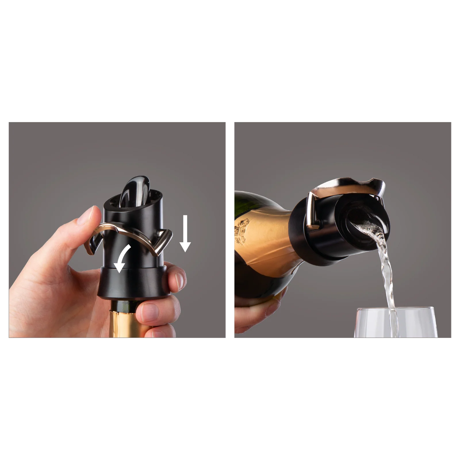 Champagne Saver Pourer Black VACU 18804606