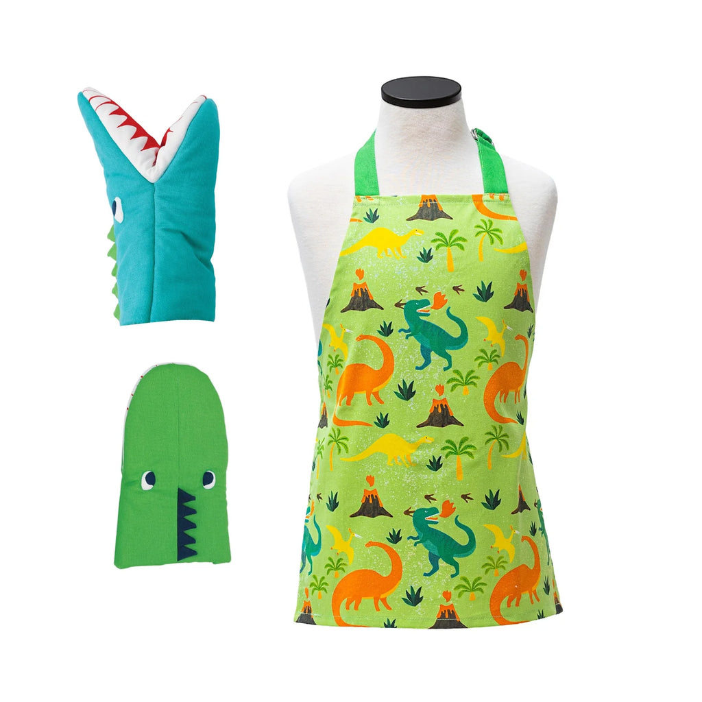 Apron & Oven Mitts, PreHistoric HNDSTD BKS-DNOAPSET