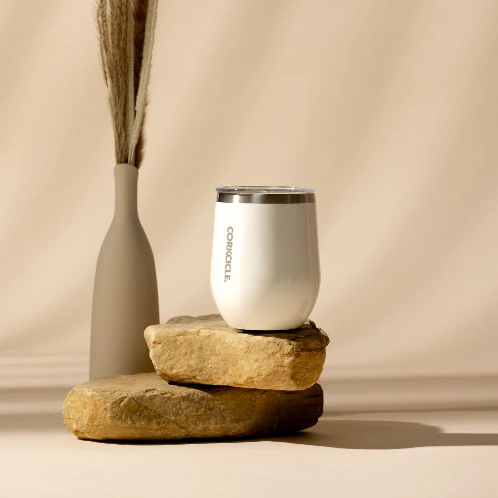 Stemless wine glass 12oz Oat Milk Cork 2312GOM