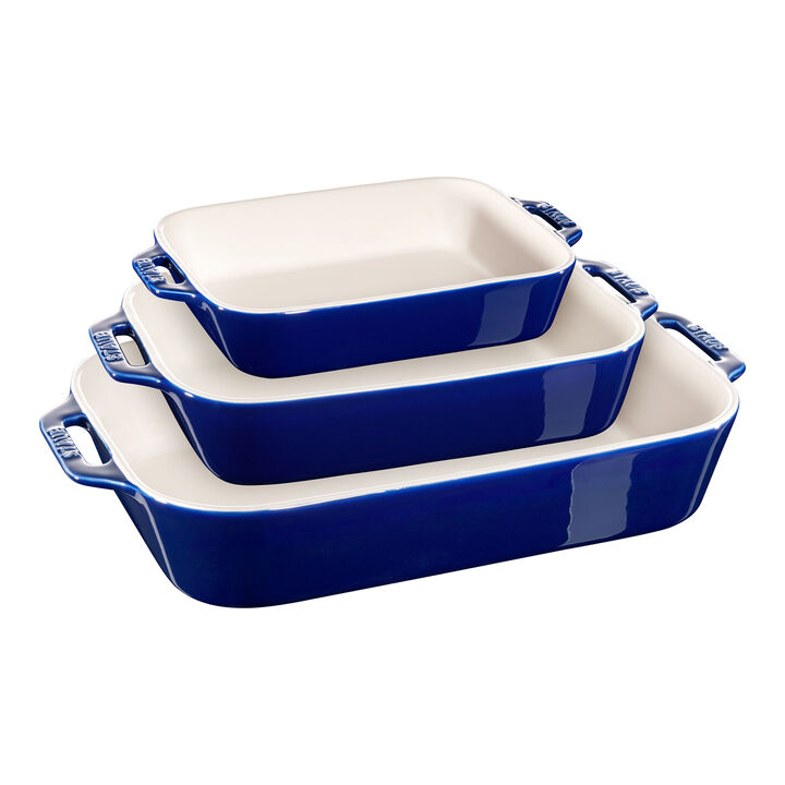 Baking Dish Set Stoneware 3pc Rec Dk Blue STAUB 1008689