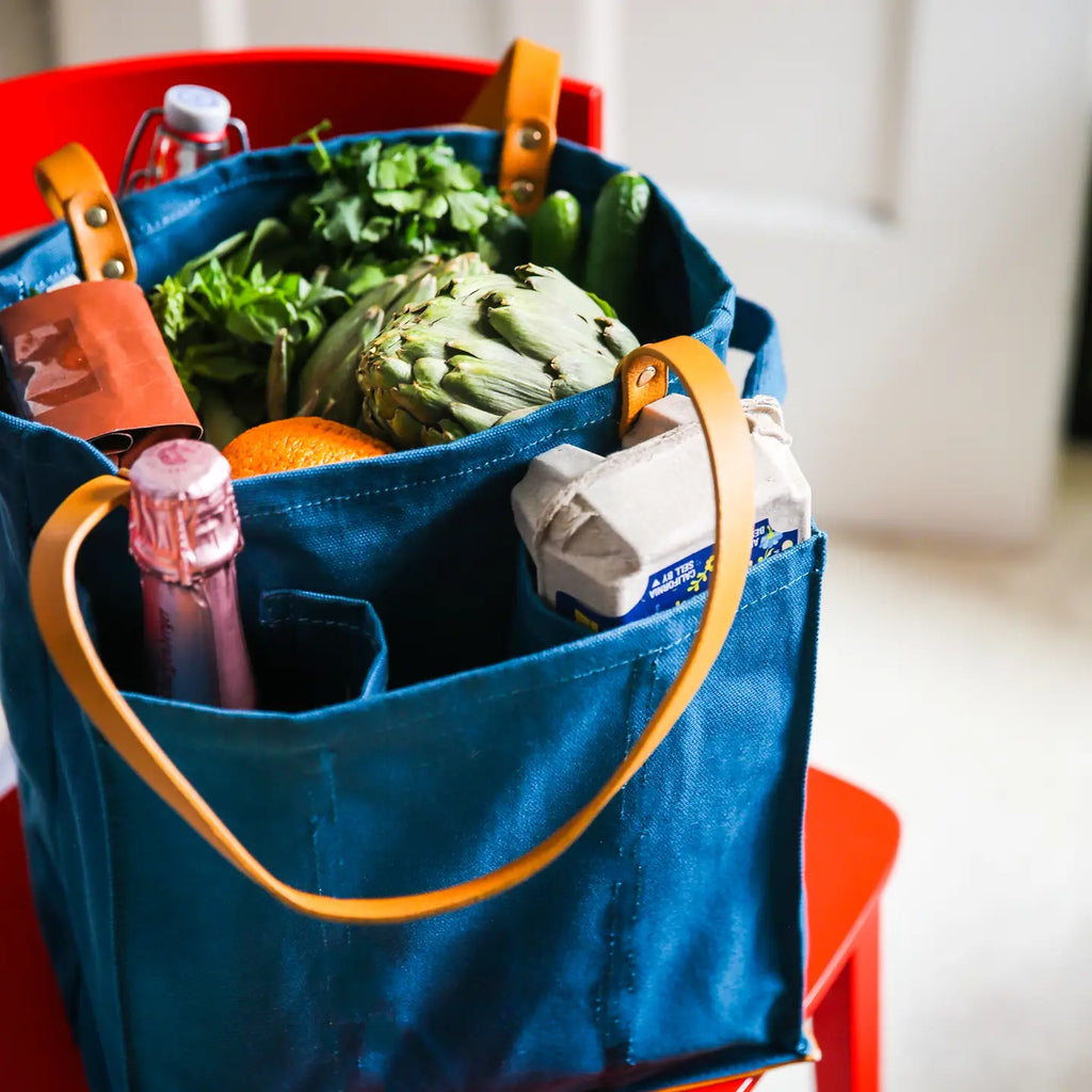Market Tote Blue w/ Mustard Handles  CAPA MT02