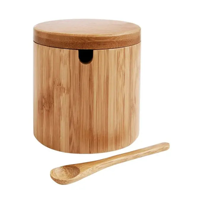 Salt Cellar & Spoon Bamboo Swivel 7oz HIC 97134