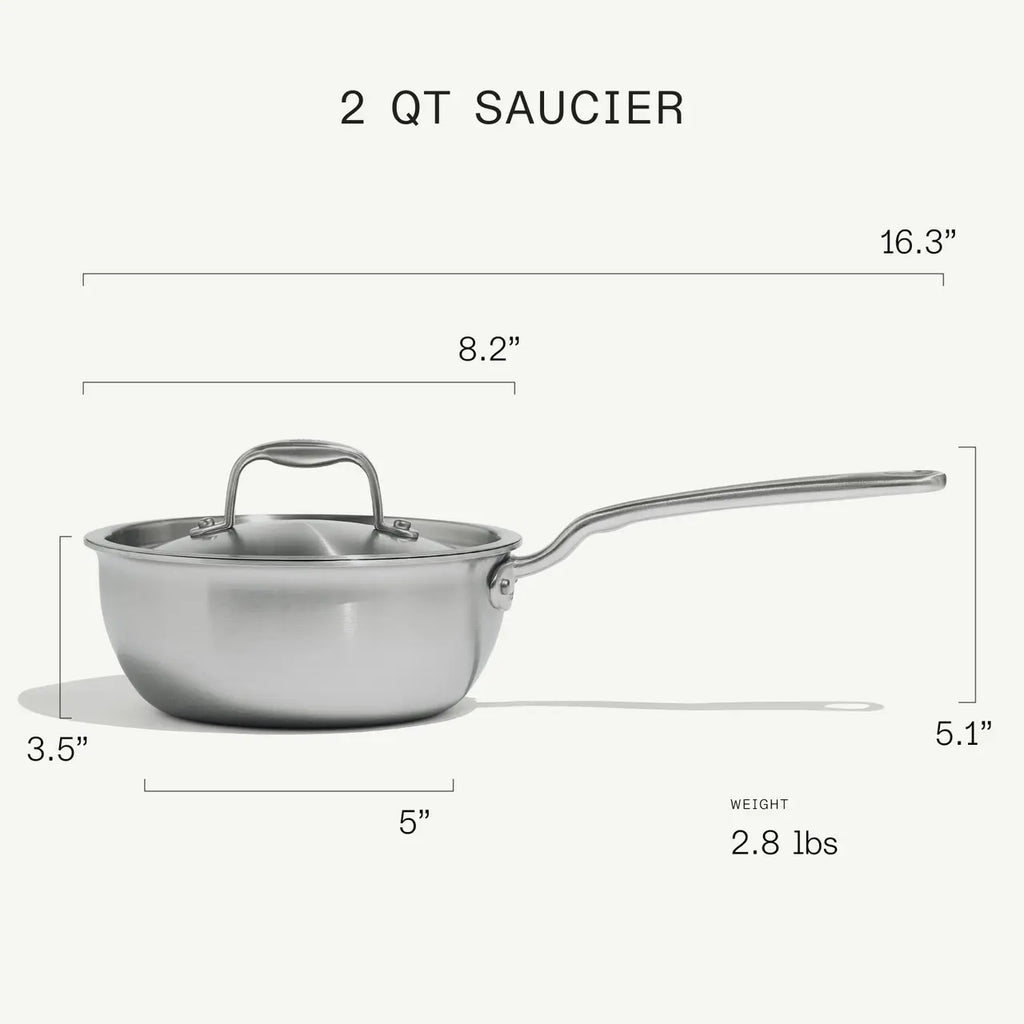 Saucier w/lid 2qt ss clad MADN COOK-2L-SAU
