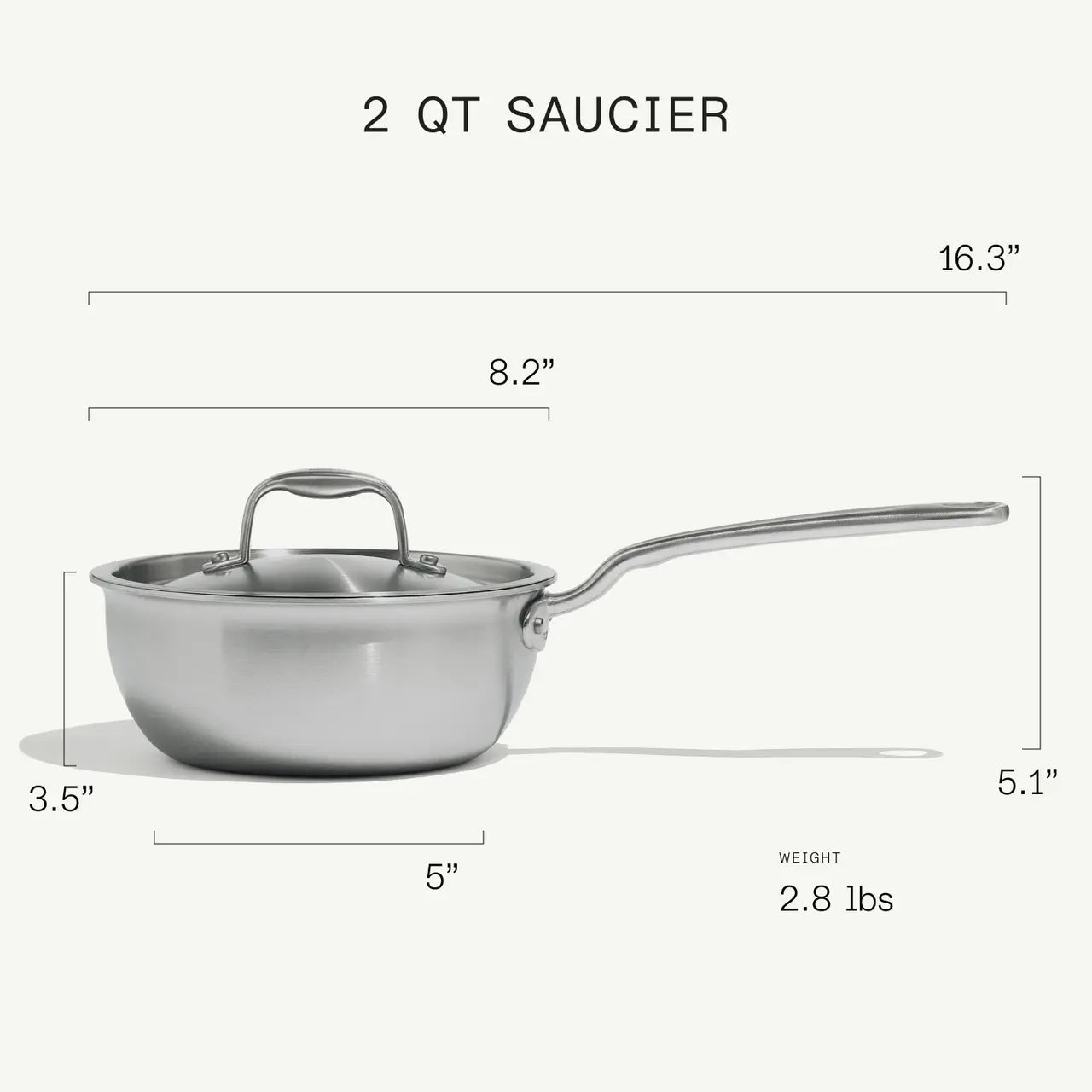 Saucier w/lid 2qt ss clad MADN COOK-2L-SAU