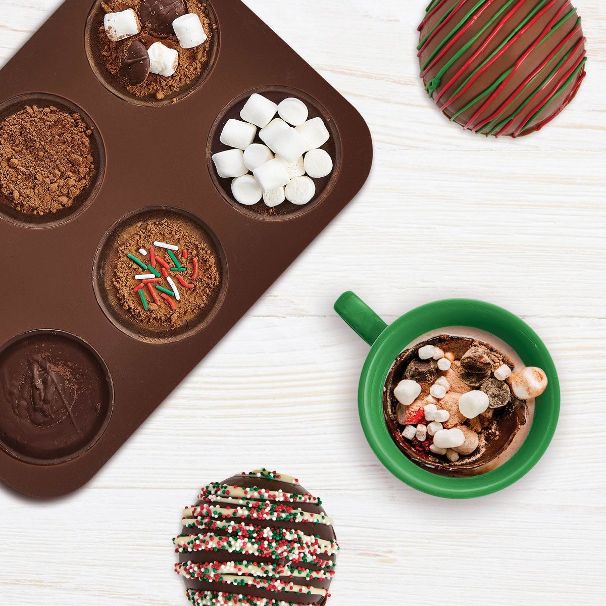 Hot Cocoa Bomb Semi Sphere Forms Silicone 2pc Mrs. A HIC 43906