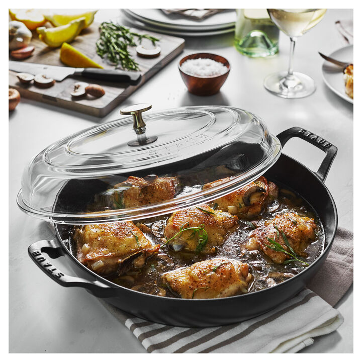 Cast Iron Braiser w/Glass Lid Matte Black STAUB 14813023