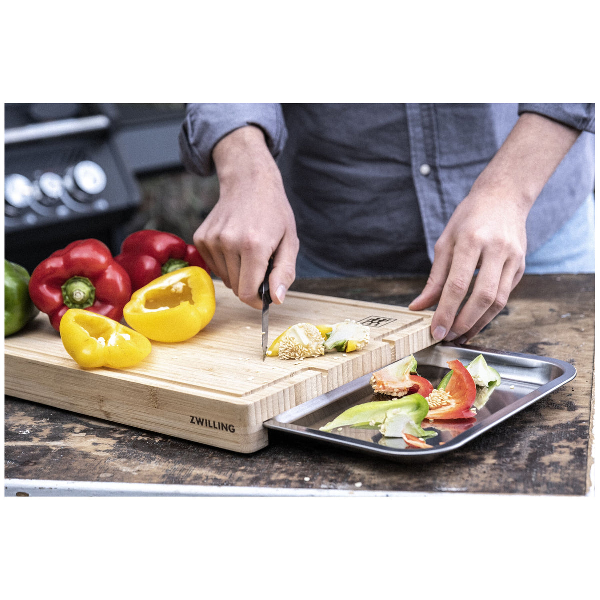 Cutting Board w/Tray 15.5" x 12" Bamboo ZWIL 1026185