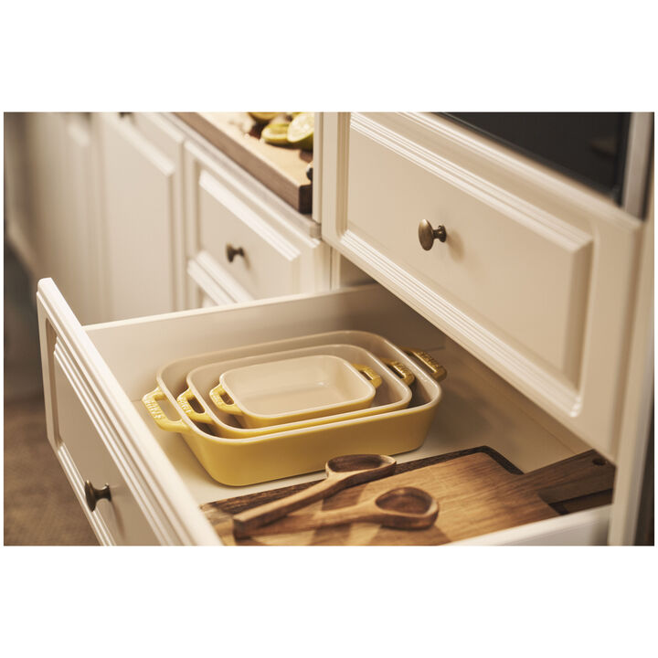 Baking Dish Set Stoneware 3pc Rec Citron STAUB 1009590