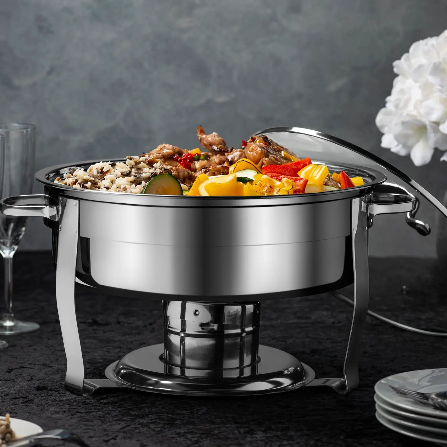 Chafing Dish, 4.5 Qt, ss KOOK KM3CD16S-SPLT
