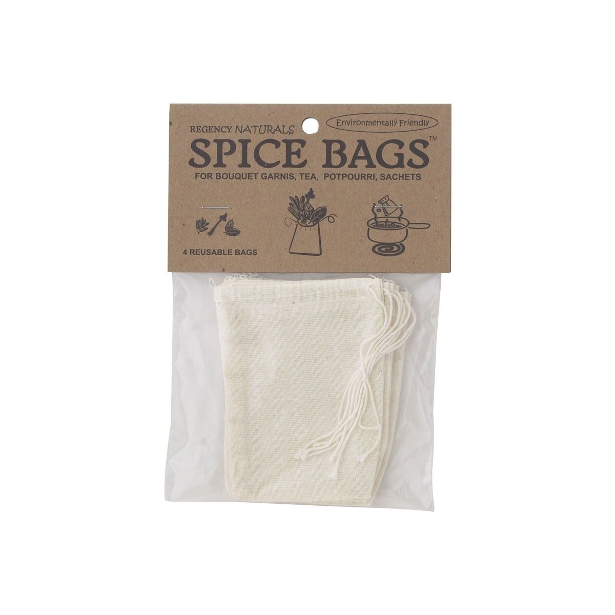 Cotton Spice Bags, Reg Natural 4pc HIC RW950N