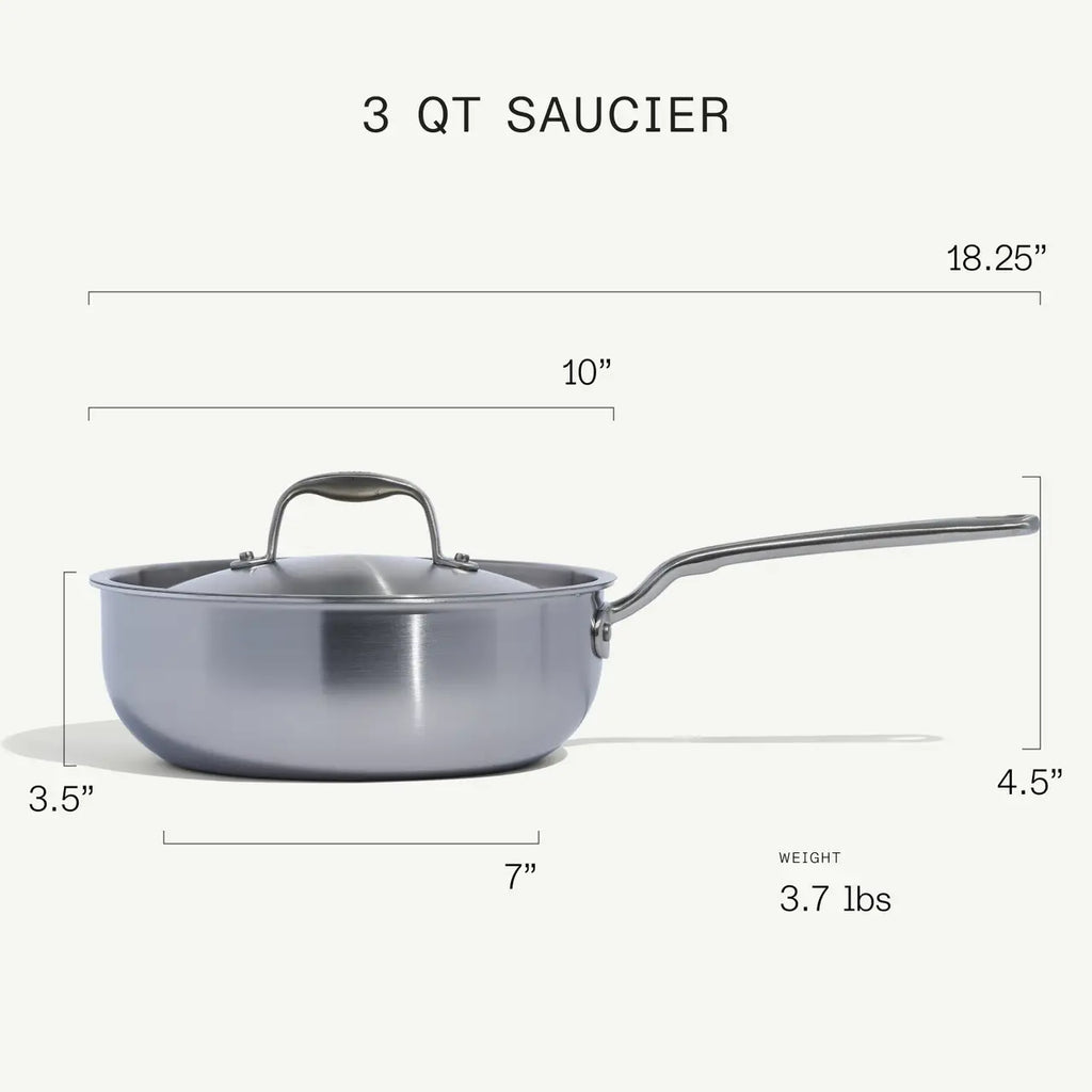 Saucier w/lid 3.5qt ss clad MADN COOK-3L-SAU
