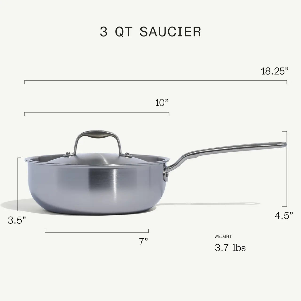 Saucier w/lid 3.5qt ss clad MADN COOK-3L-SAU