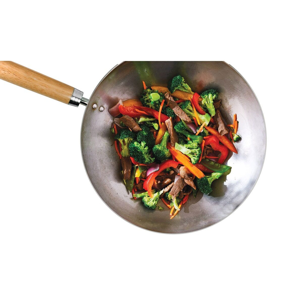 Wok 12" 3pc round bottom Helen's Kitchen HIC 97146