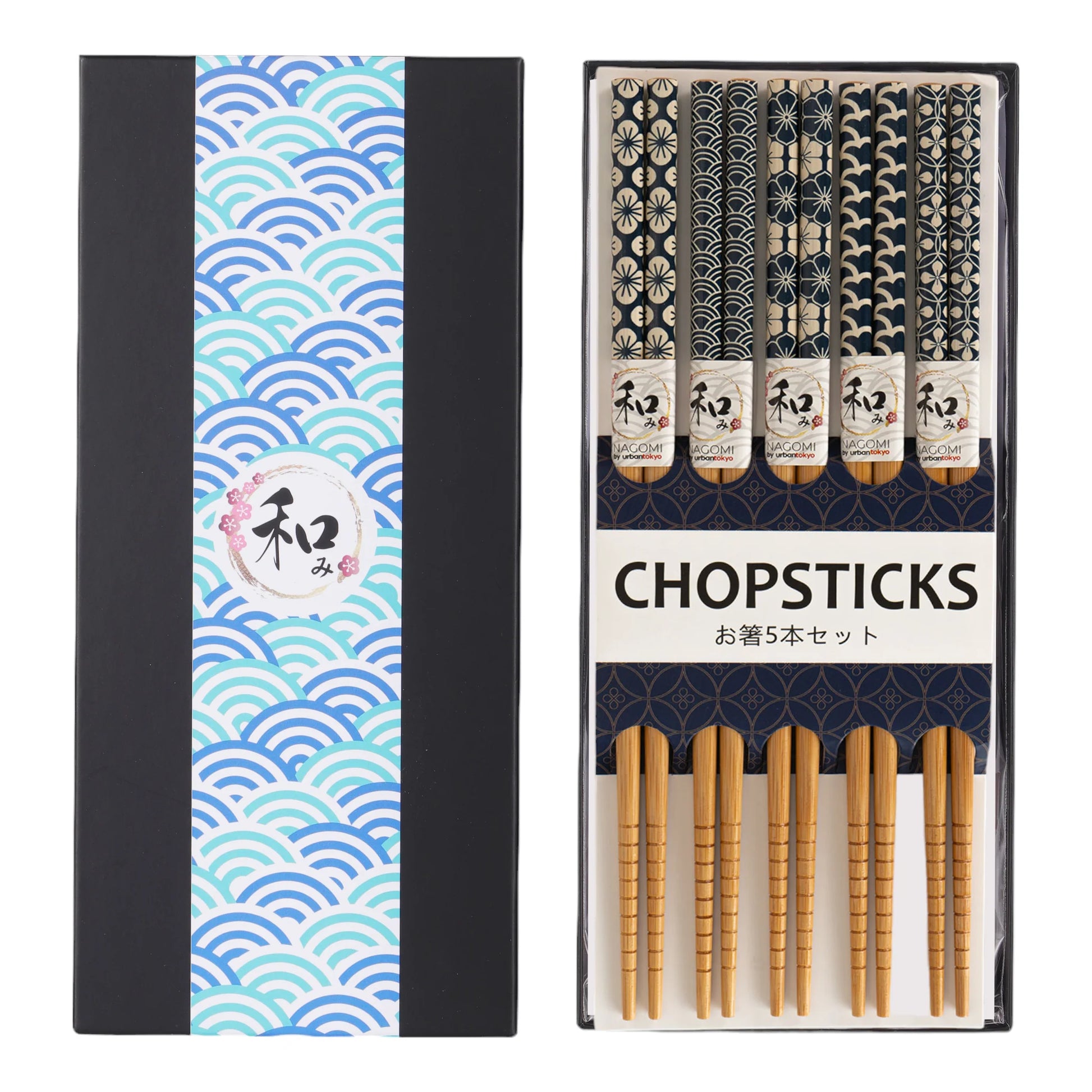 Chopsticks 5 pair blue/white UBTK CHS202B