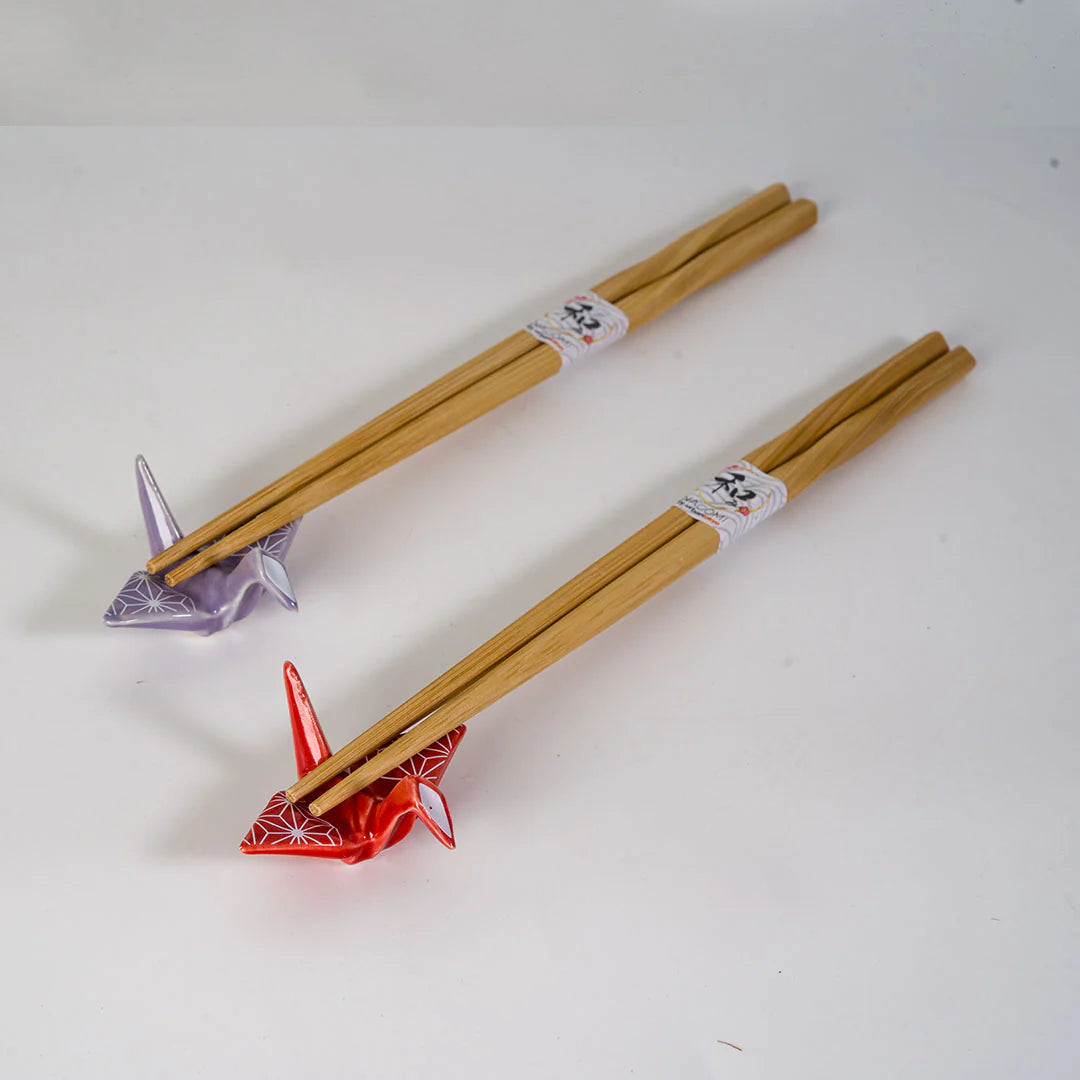Chopstick Rest Crane Gift Set lilac/red UBTK CHSG2-101