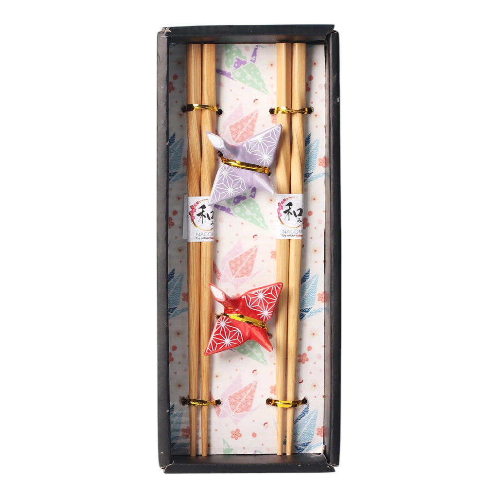 Chopstick Rest Crane Gift Set lilac/red UBTK CHSG2-101
