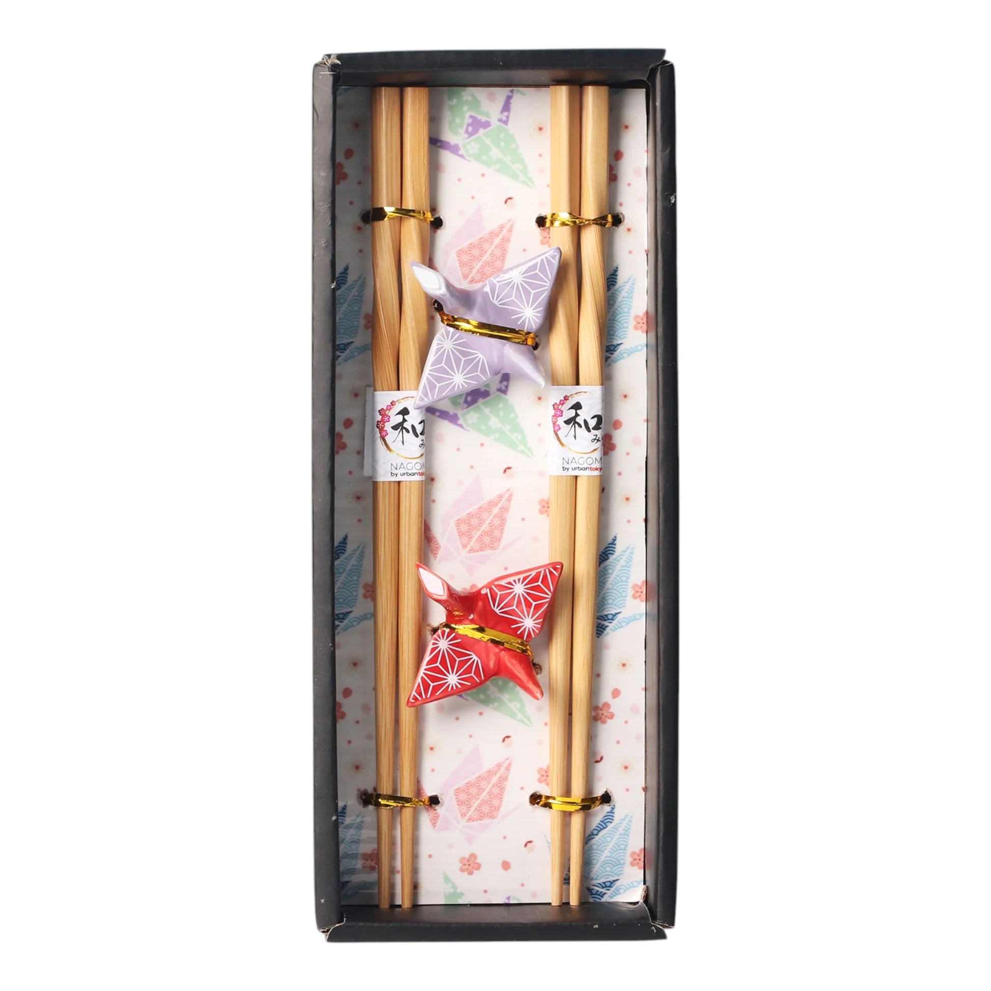 Chopstick Rest Crane Gift Set lilac/red UBTK CHSG2-101