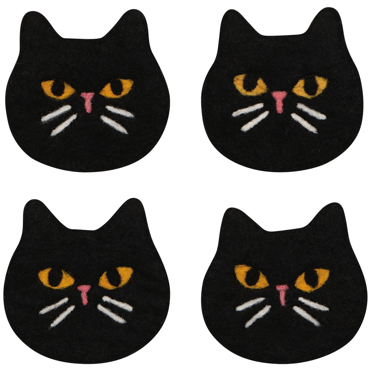 Coaster, Felt Black Cat 4pc DANI JCO4272D