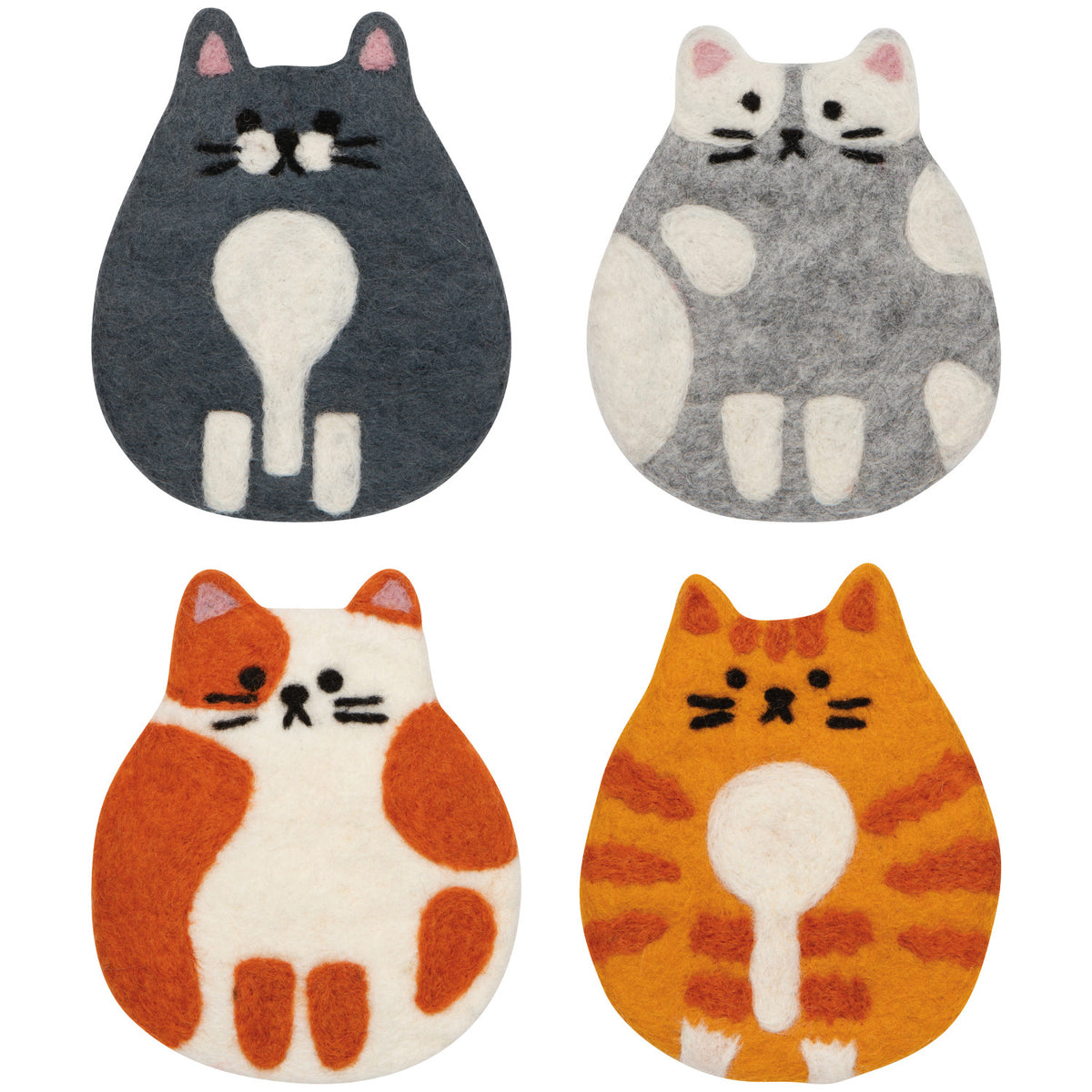 Coaster, Felt Cat Club 4pc DANI JCO4273D