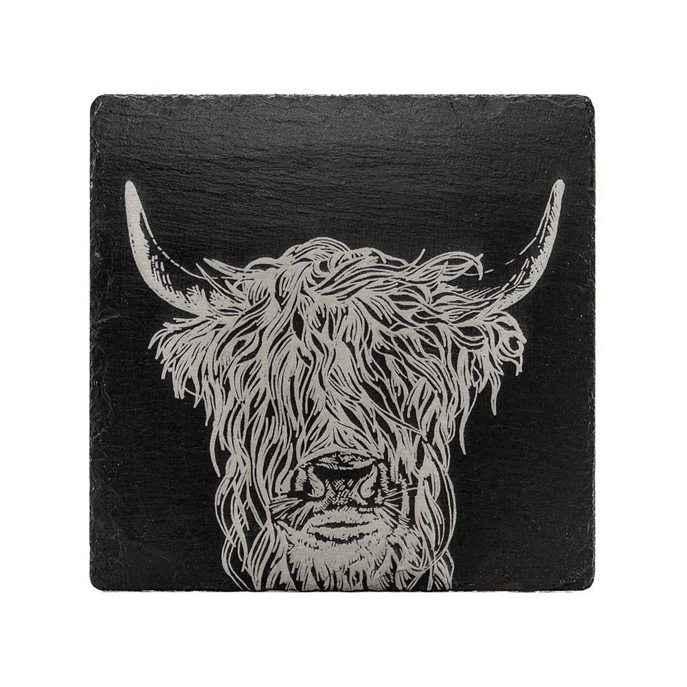 Pot Stand slate Highland Cow SELB JS/POTST/HC