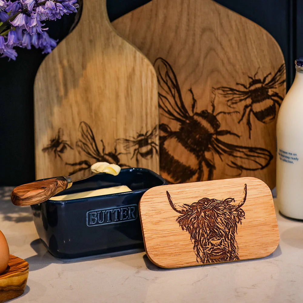 Butter Dish Highland Cow blue SELB JS-SO-BD-B-HC