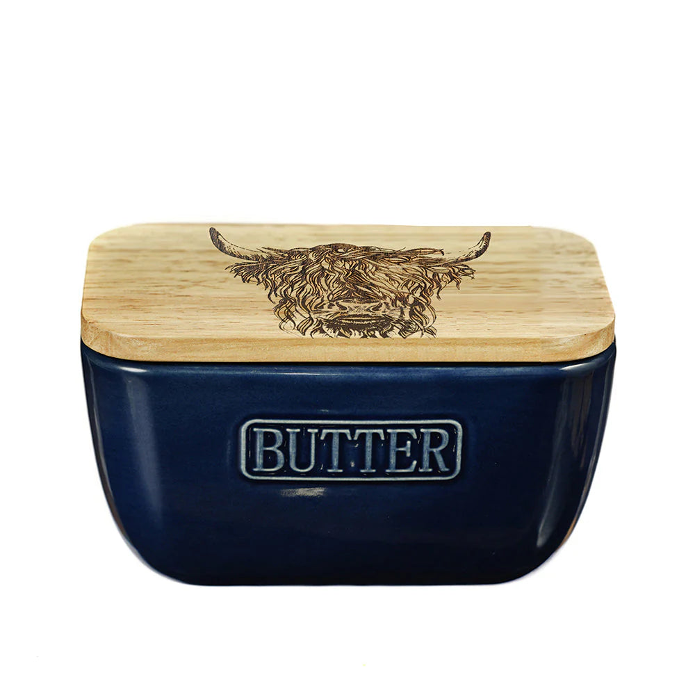 Butter Dish Highland Cow blue SELB JS-SO-BD-B-HC