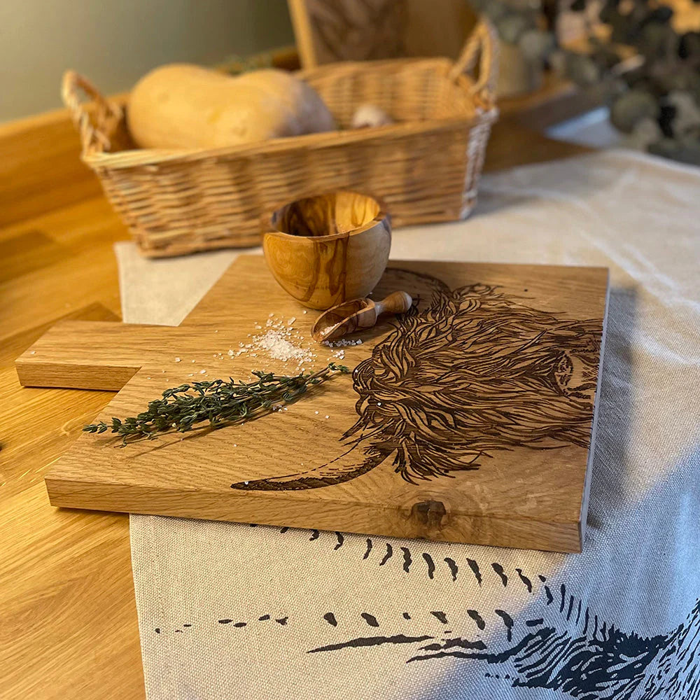 Cutting Board Paddle Hightland Cow med oak SELB JS-SO-OPM-HC