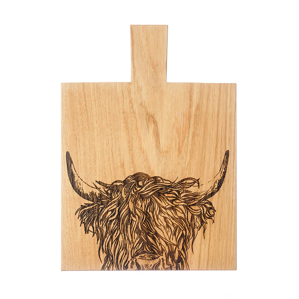Cutting Board Paddle Hightland Cow med oak SELB JS-SO-OPM-HC