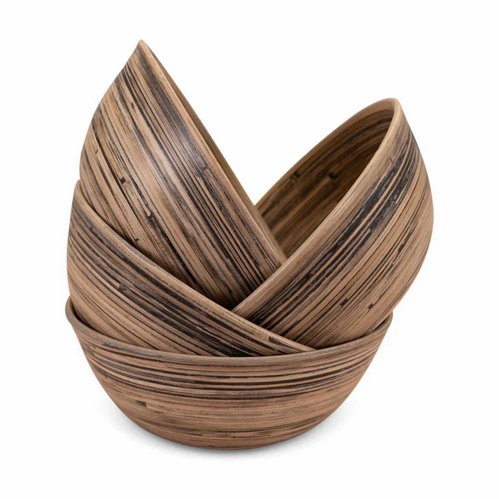 Salad Bowl Bamboo 8" set 4pc Lexa black KSUP LX8SBS