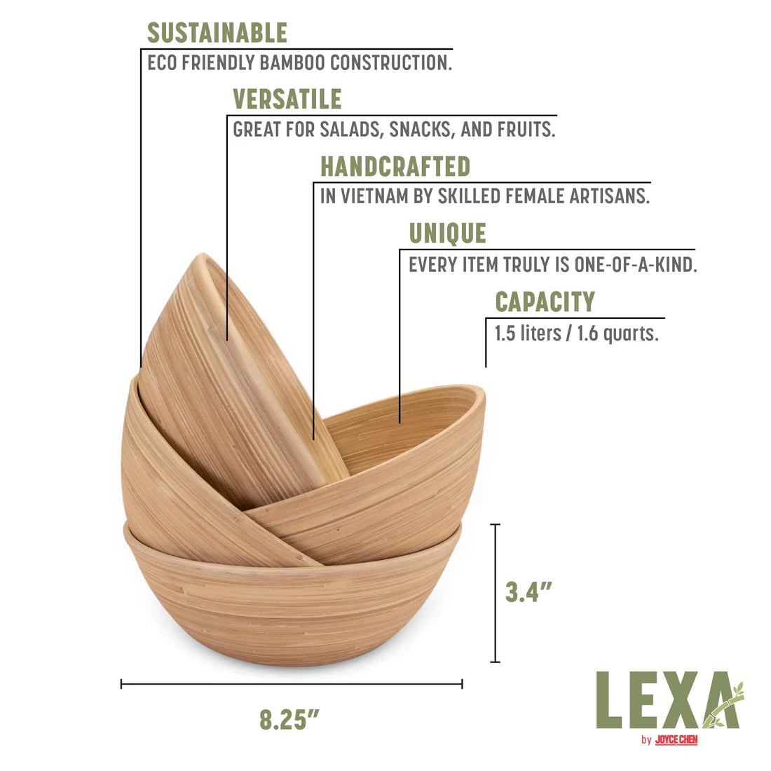 Salad Bowl Bamboo 8" Lexa black KSUP LX8SBS-SPLT