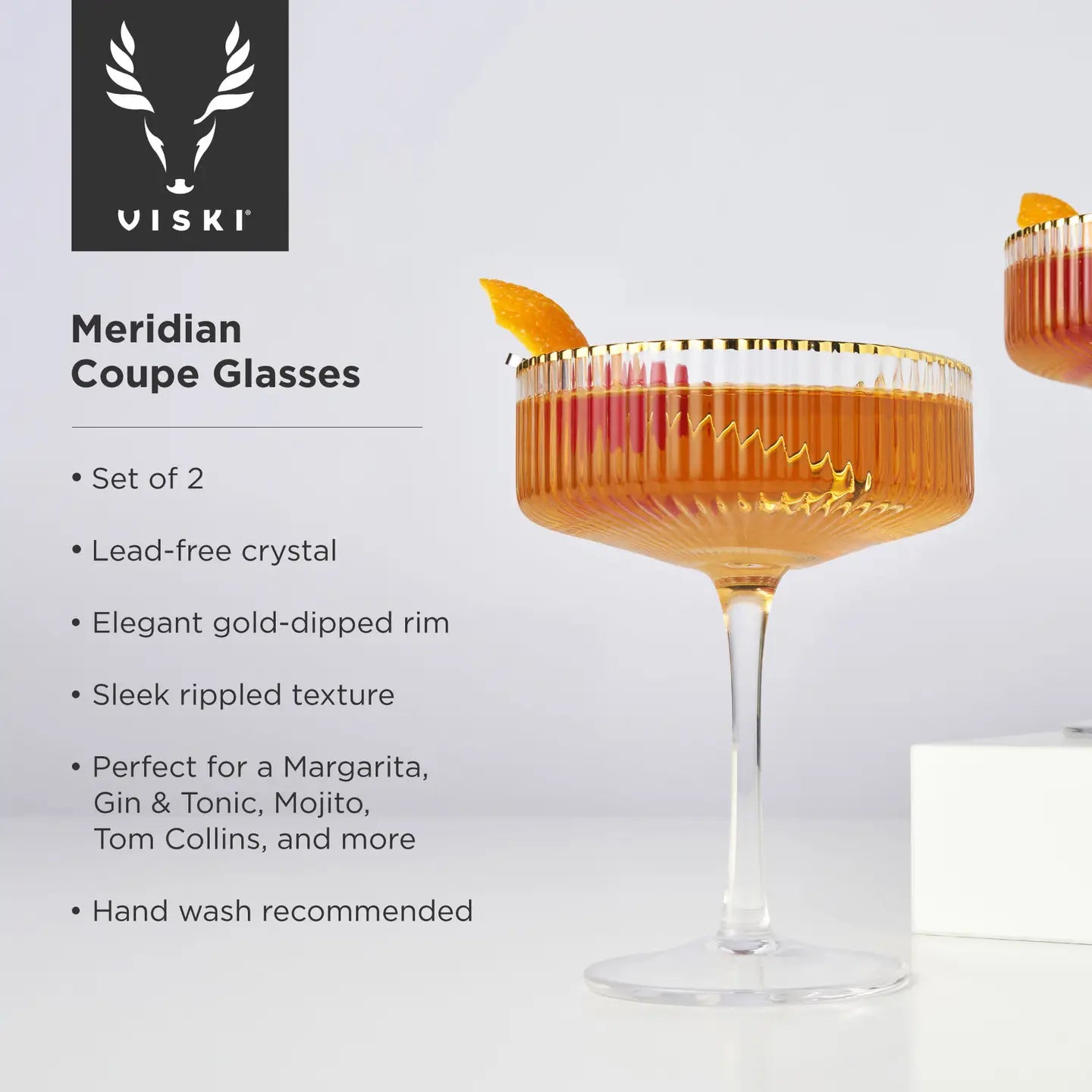 Coupe glasses Deco gld Meri 2 pc crys VISKI 10641