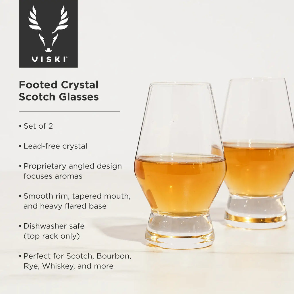 Scotch Glasses Footed Raye 2pc crys VISKI 4290