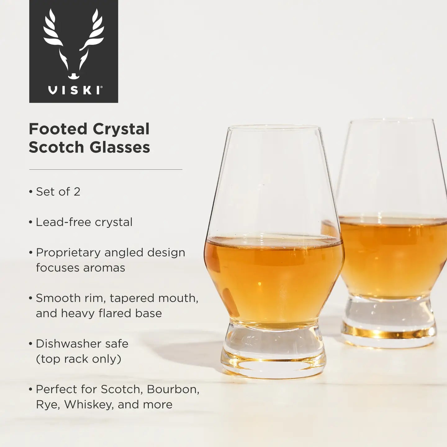 Scotch Glasses Footed Raye 2pc crys VISKI 4290