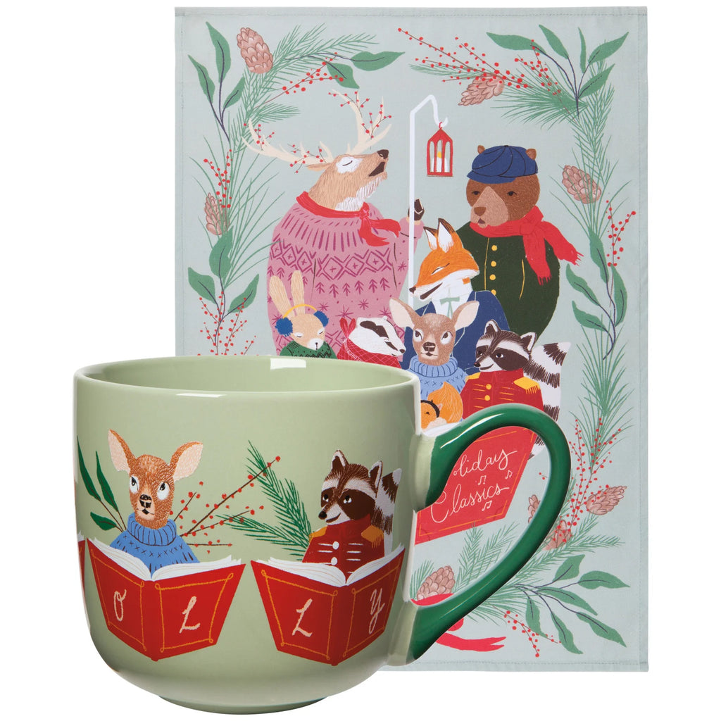Mug & Dishtowel Woodland Carolers DANI JMG2665D