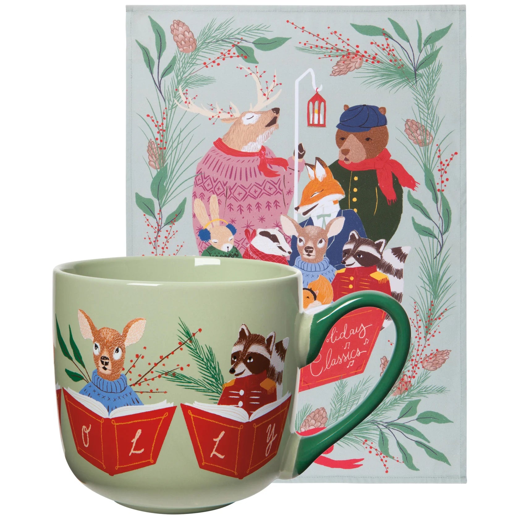 Mug & Dishtowel Woodland Carolers DANI JMG2665D