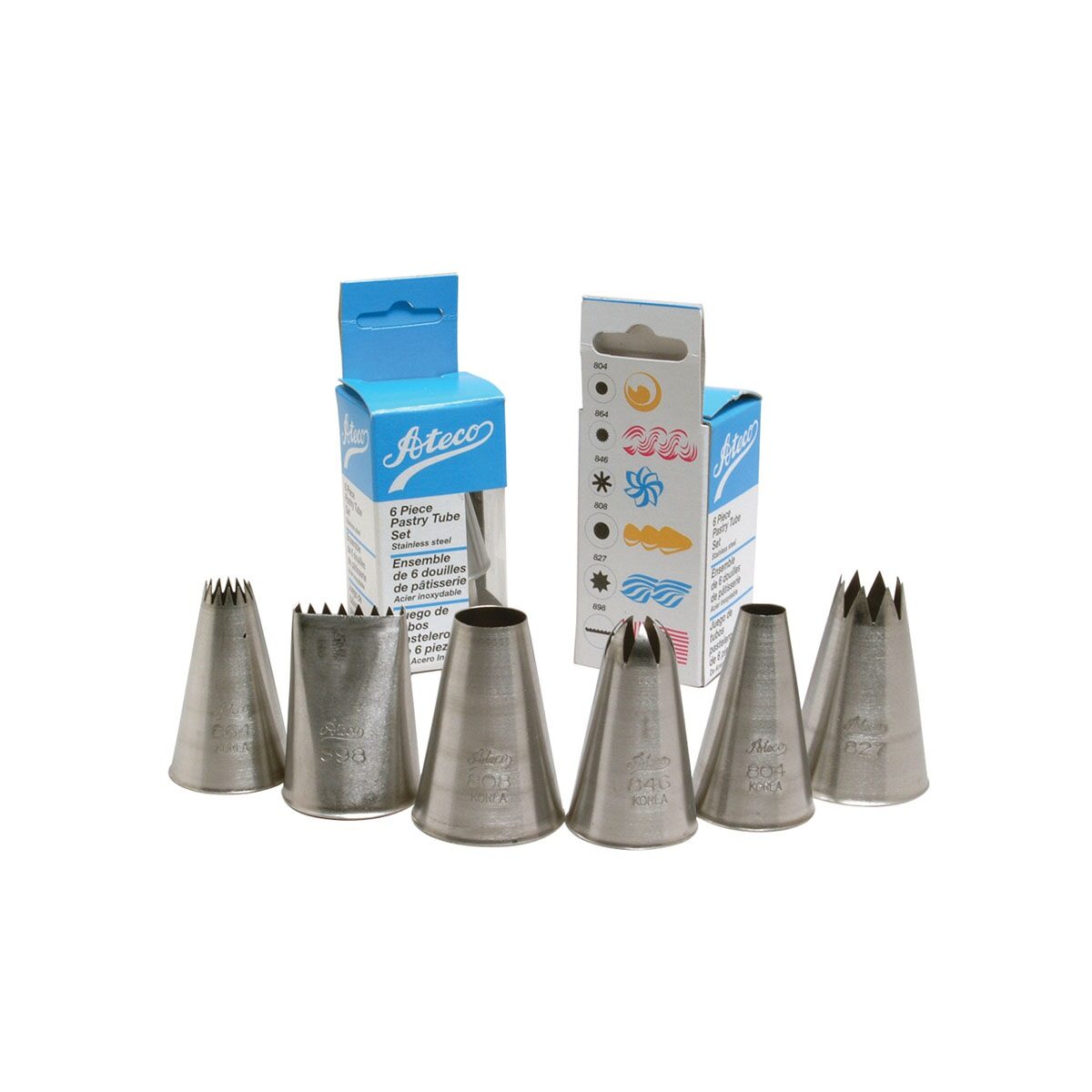 Pastry Tubes, asst 6pc Ateco HIC 787