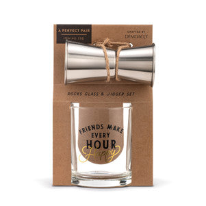 Glass & Jigger Set Happy Hour Rocks  DEMD 1004080299