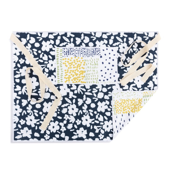 Apron, Half Navy Floral Absorb 27x20" DEMD 1004181144