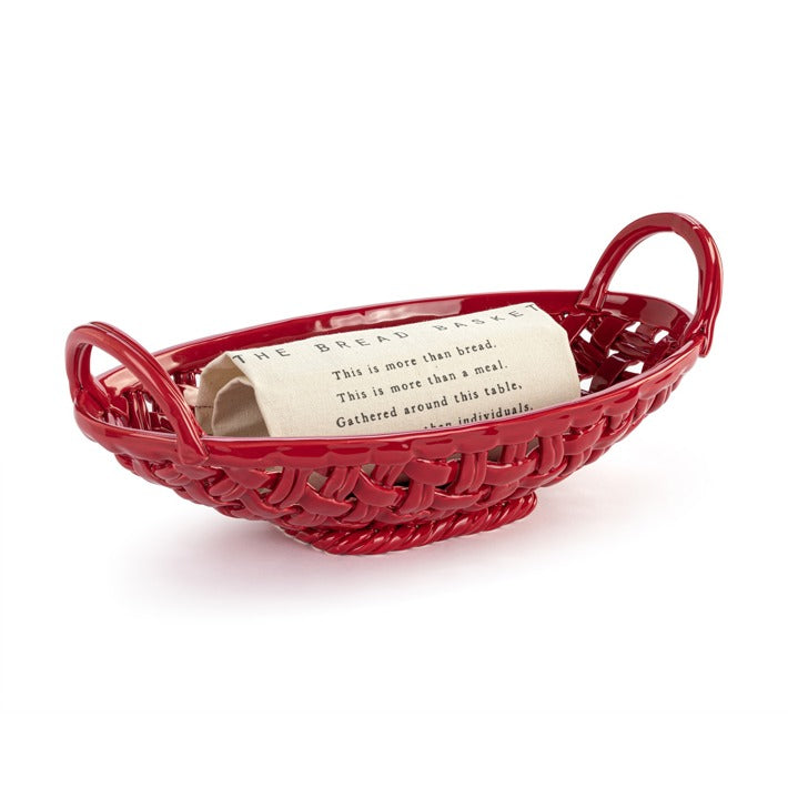 Bread Basket w/Towel Red Ceramic DEMD 2020240107