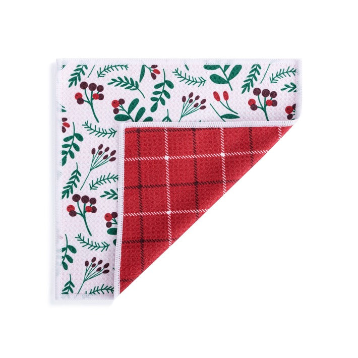 Dishcloths Set Holly Plaid Absorb 2 Sided DEMD 2020250057