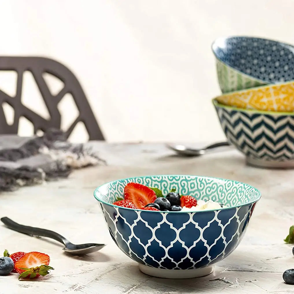 Cereal Bowls 18 oz ceramic multi 6pc KOOK KM6CB18C