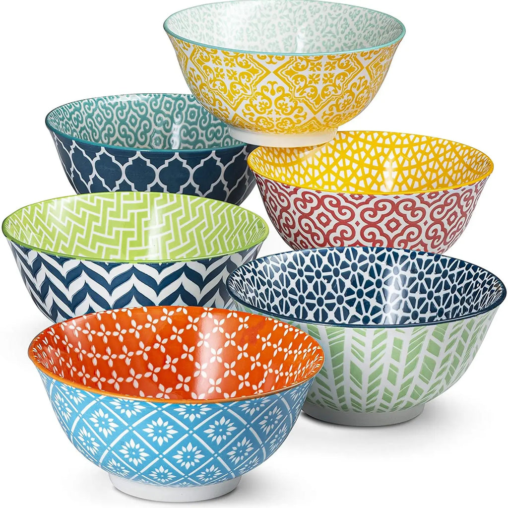 Cereal Bowls 18 oz ceramic multi 6pc KOOK KM6CB18C