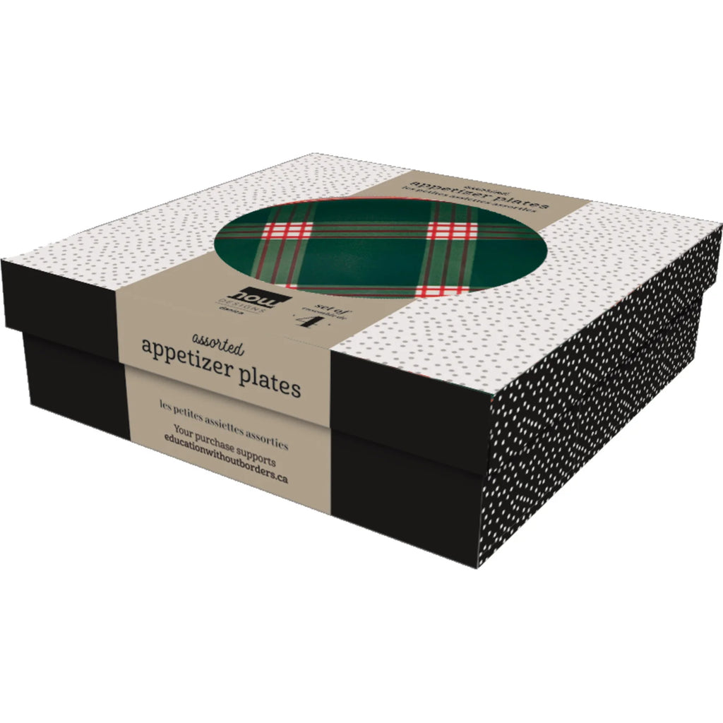 Plates Appetizer Holiday Plaid 4pc DANI NPT2369D